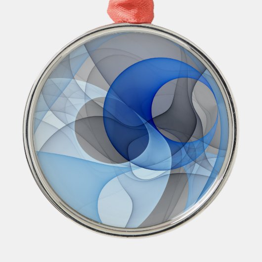Modern Abstract Blauw Grijs Fractal Art Graphic Metalen Ornament (Voorkant)