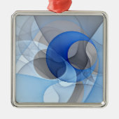 Modern Abstract Blauw Grijs Fractal Art Graphic Metalen Ornament (Voorkant)