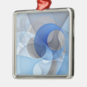 Modern Abstract Blauw Grijs Fractal Art Graphic Metalen Ornament (Links)