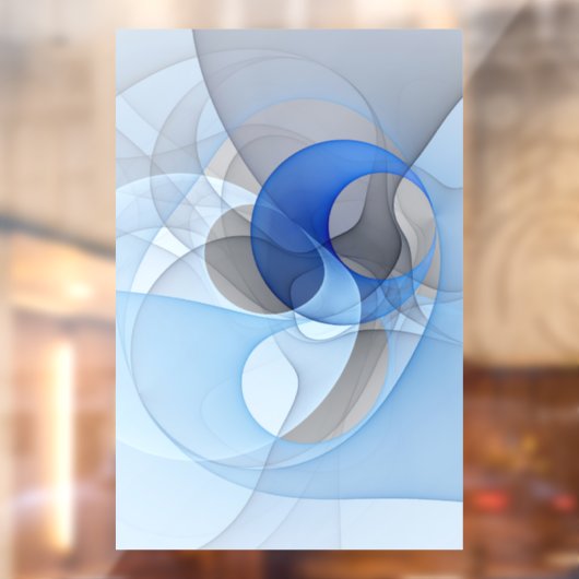 Modern Abstract Blauw Grijs Fractal Art Graphic Raamsticker (Vel 2)