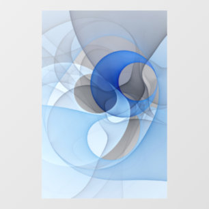 Modern Abstract Blauw Grijs Fractal Art Graphic Raamsticker