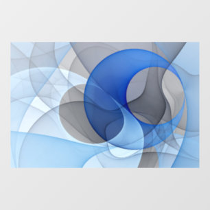 Modern Abstract Blauw Grijs Fractal Art Graphic Raamsticker