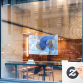Modern Abstract Blauw Grijs Fractal Art Graphic Raamsticker (Cafe Raam)