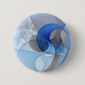 Modern Abstract Blauw Grijs Fractal Art Graphic Ronde Button 5,7 Cm (Voorkant)