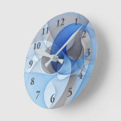 Modern Abstract Blauw Grijs Fractal Art Graphic Ronde Klok (Hoek)