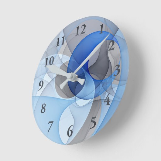 Modern Abstract Blauw Grijs Fractal Art Graphic Ronde Klok (Hoek)