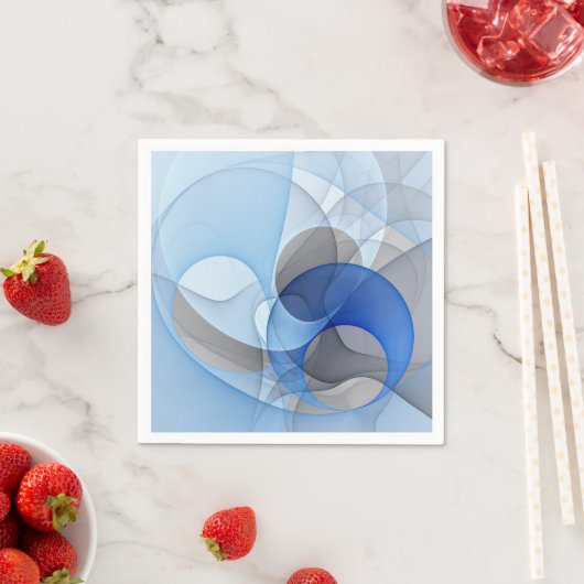 Modern Abstract Blauw Grijs Fractal Art Graphic Servet (Insitu)