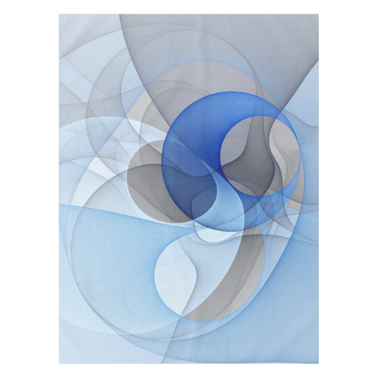 Modern Abstract Blauw Grijs Fractal Art Graphic Tafelkleed (Voorkant)