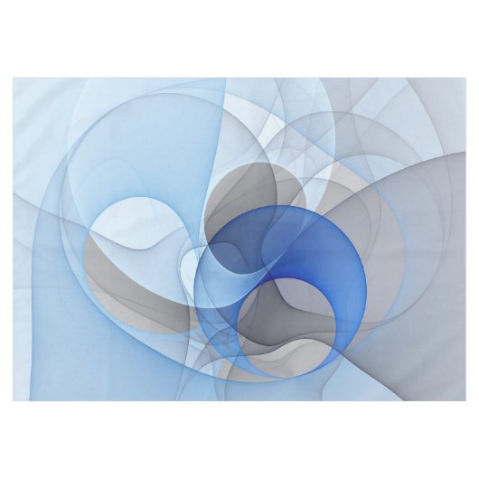 Modern Abstract Blauw Grijs Fractal Art Graphic Tafelkleed (Voorkant (Horizontaal))