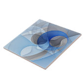 Modern Abstract Blauw Grijs Fractal Art Graphic Tegeltje (Zijkant)