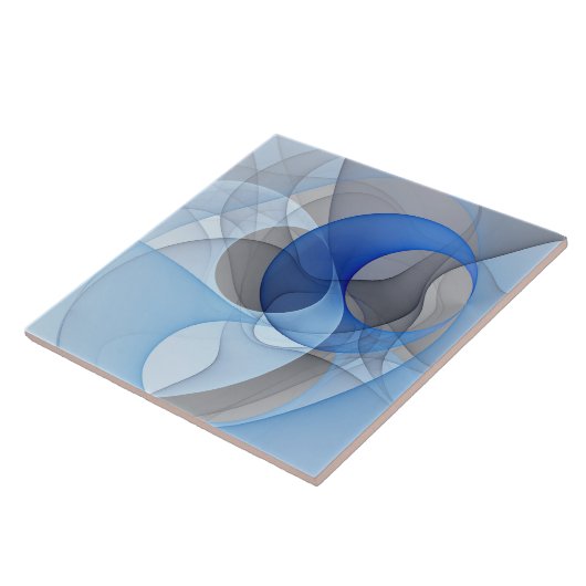 Modern Abstract Blauw Grijs Fractal Art Graphic Tegeltje (Zijkant)