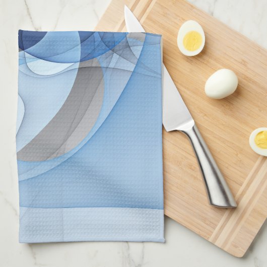 Modern Abstract Blauw Grijs Fractal Art Graphic Theedoek (Quarter Fold)