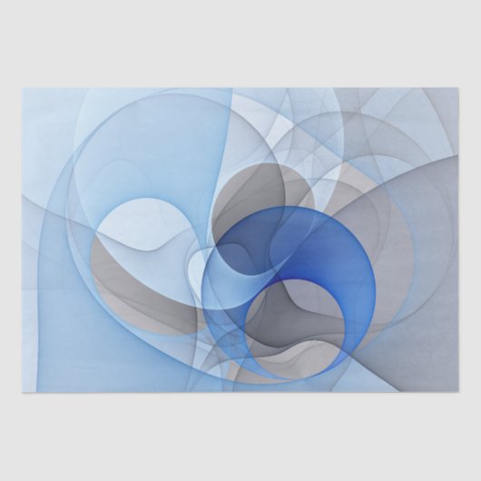 Modern Abstract Blauw Grijs Fractal Art Graphic Tissuepapier (Voorkant)