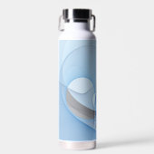 Modern Abstract Blauw Grijs Fractal Art Graphic Waterfles (Voorkant)