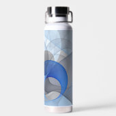 Modern Abstract Blauw Grijs Fractal Art Graphic Waterfles (Achterkant)