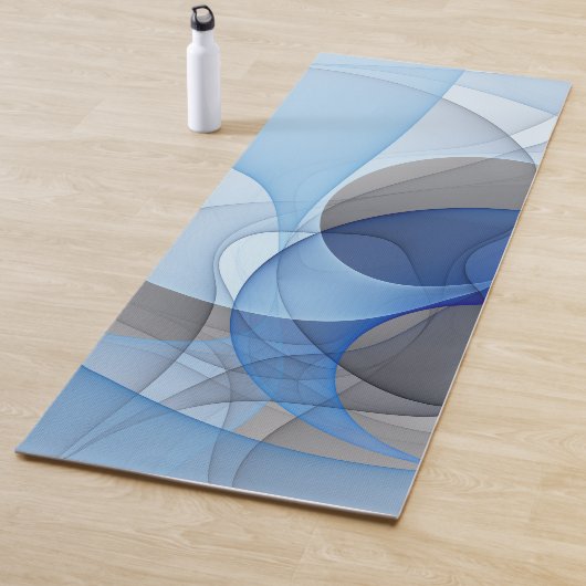 Modern Abstract Blauw Grijs Fractal Art Graphic Yogamat (In situ)