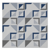 Modern Abstract blauw grijs geometrisch patroon Perfect Poster (Voorkant)