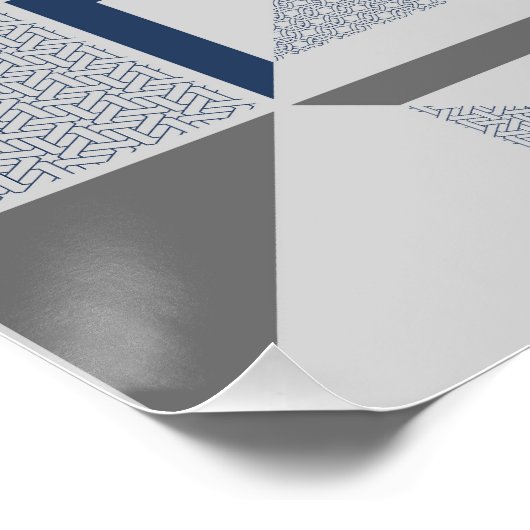 Modern Abstract blauw grijs geometrisch patroon Perfect Poster (Hoek)