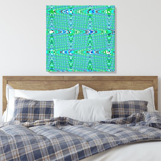 Modern Abstract blauw groen golfpatroon Canvas Afdruk (Insitu (Slaapkamer))