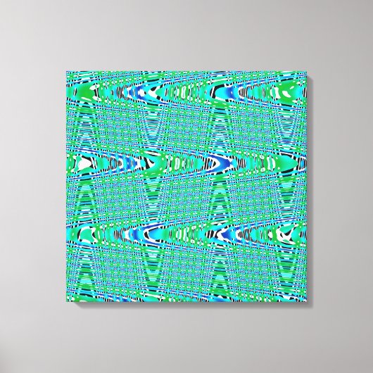 Modern Abstract blauw groen golfpatroon Canvas Afdruk (Voorkant)