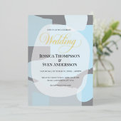 Modern Abstract blauw minimalistische artistieke b Folie Uitnodiging (Staand Voorkant)