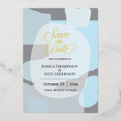 Modern Abstract blauw minimalistische artistieke b Folie Uitnodiging (Voorkant)