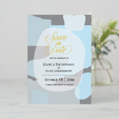 Modern Abstract blauw minimalistische artistieke b Folie Uitnodiging (Staand Voorkant)