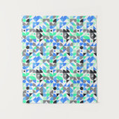 Modern Abstract Blauw Mint Zwart geometrisch patro Wandkleed (Voorkant)