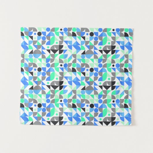 Modern Abstract Blauw Mint Zwart geometrisch patro Wandkleed (Voorkant (horizontaal))