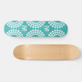 Modern Abstract blauw Monogram Persoonlijk Skateboard (Horizontaal)