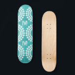 Modern Abstract blauw Monogram Persoonlijk Skateboard<br><div class="desc">Moderne Abstracte blauwe witte monogram skateboard. Moderne coole skateboard met monogram en een abstract blauw en wit patroon. Ontwerp geïnspireerd door de prachtige kleuren van de hemel.</div>