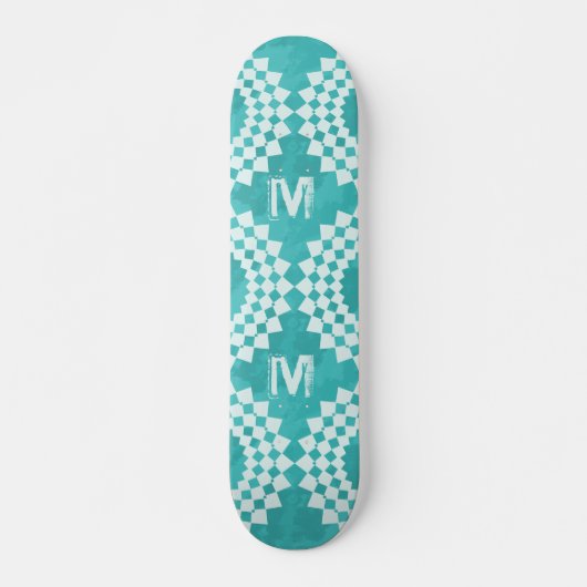 Modern Abstract blauw Monogram Persoonlijk Skateboard (Voorkant)