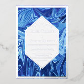 Modern Abstract blauw oliepennen met een zwevende  Folie Uitnodiging (Voorkant)