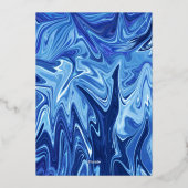 Modern Abstract blauw oliepennen met een zwevende  Folie Uitnodiging (Achterkant)