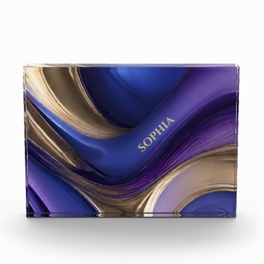 Modern Abstract-Blauw Paarse en Goud- Fotoblokken (Voorkant)