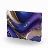 Modern Abstract-Blauw Paarse en Goud- Fotoblokken (Rechts)