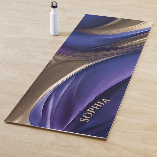 Modern Abstract-Blauw, Paarse en Goud- Yogamat (In situ)