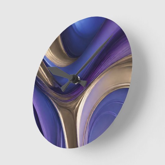 Modern Abstract-Blauw Paarse en Gouden Ronde Klok (Hoek)