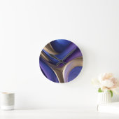 Modern Abstract-Blauw Paarse en Gouden Ronde Klok (Huis)