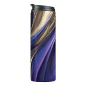 Modern Abstract-Blauw, Paarse en Gouden Thermosbeker (Geroteerd rechts)