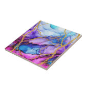 Modern Abstract Blauw Paarse Gouden Glitterpatroon Tegeltje (Zijkant)