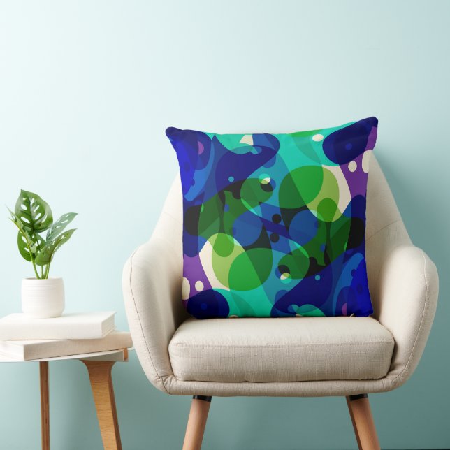 Modern abstract blauw patroon kussen (Stoel)