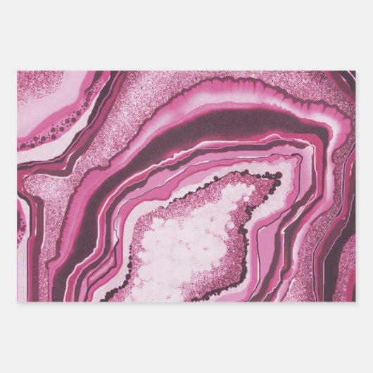 Modern Abstract blauw roze geode Gemstone Inpakpapier Vel (Voorkant 2)