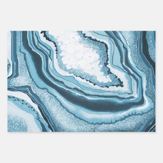 Modern Abstract blauw roze geode Gemstone Inpakpapier Vel (Voorkant)
