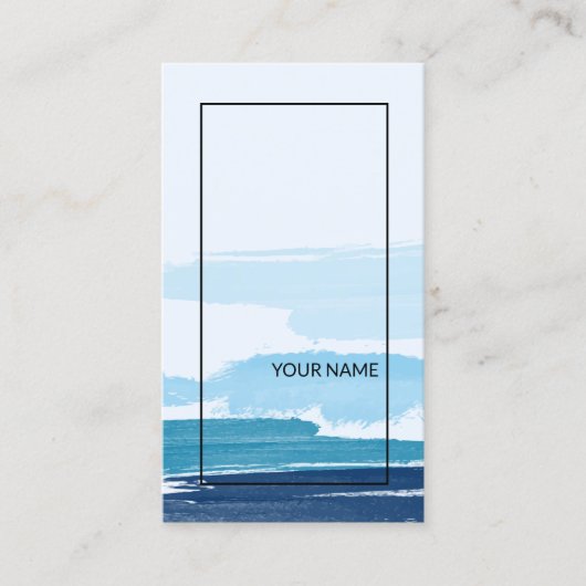 Modern Abstract Blauw Schwarze Linien Visitekaartje (Voorkant)