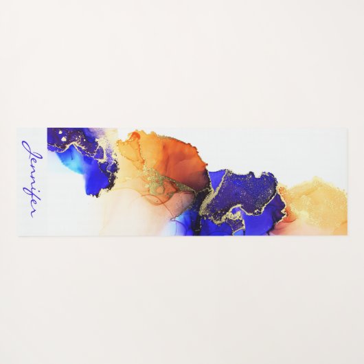 Modern Abstract blauw Sinaasappel Yogamat (Achterkant (horizontaal))