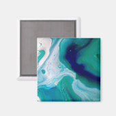 Modern Abstract Blauw Turquoise Vloeibaar Water Magneet (Voorkant / Achterkant)