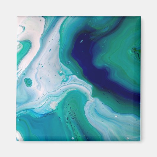 Modern Abstract Blauw Turquoise Vloeibaar Water Magneet (Voorkant)