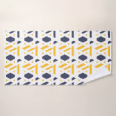 Modern, abstract, blauw voor de marine, geel, wit  badhanddoek (Badhanddoek)