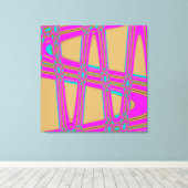 Modern Abstract blauw, warm roze golfpatroon Canvas Afdruk (Insitu (Houten vloer))